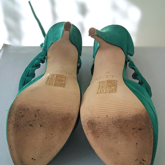 Aldo Starace Teal Suede Platform Heels Size 7 - Picture 7 of 9
